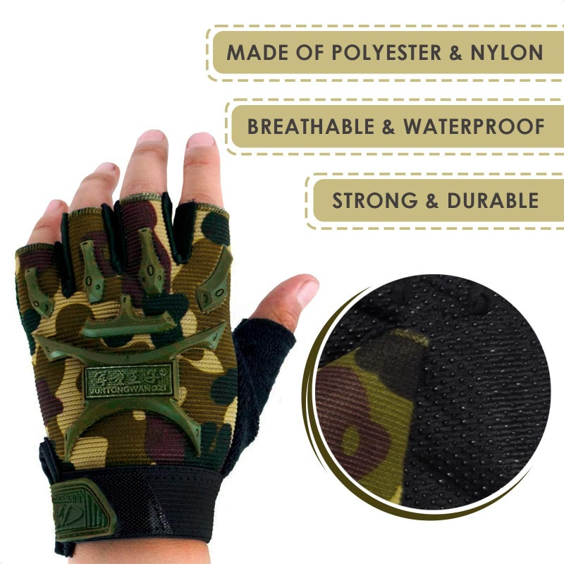 Lagarto Kids Fingerless Gloves - Breathable Fingerless Gloves for Kids (4.72" x 3.14") Military Design, Non-Slip & Comfortable for Boys - Hand Protection, for Cycling, Exercise & Outdoor Activities - Image 3